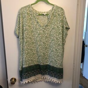 J. Jill Green Embellished Short Sleeve Tunic